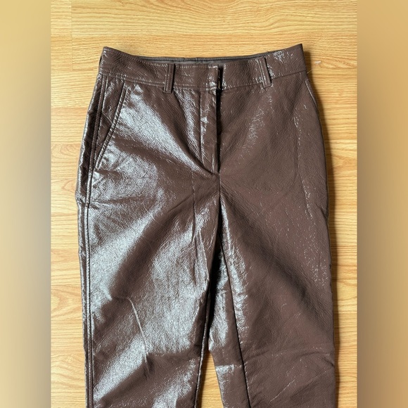 Babaton Aritzia Faux Leather Brown Pants Size 6 - Picture 3 of 6